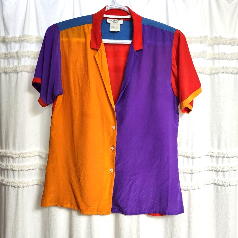 Vintage Jack Mulqueen 100 % Silk Shirt. Size 6.